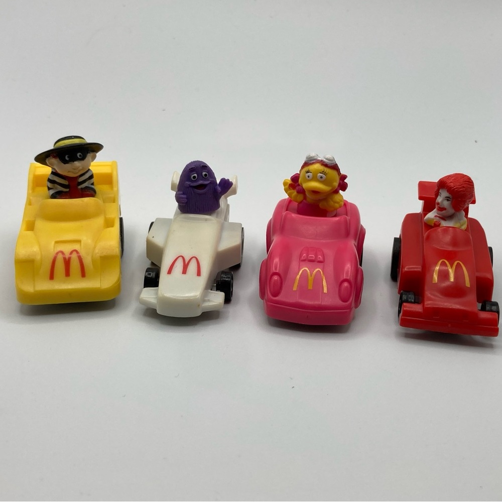 McDonald’s 1990 Turbo Macs, set of 4, Hamburgler, Grimace, Birdie, Ronald